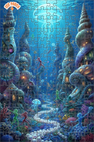 Teona Ahşap لغز خشبي رائع بتصميم مدينة تحت البحر مع رسومات ملونة، ذو طبقتين، ...