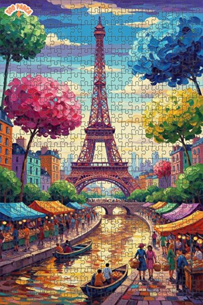 Teona Ahşap Paris Seine River Double Layer Framed Wooden Puzzle 500 Pieces 50X30