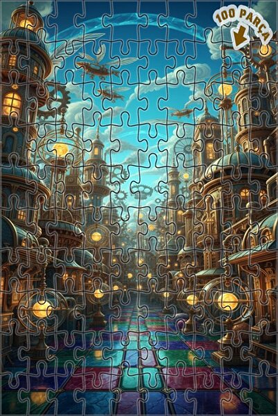 Teona Ahşap لغز مدينة المحاربين البخاريين 100 قطعة 25x25