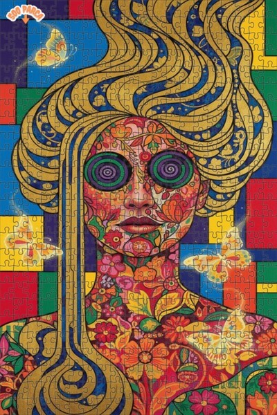 Teona Ahşap لغز خشبي بإطار مزدوج الطبقات من سحر الألوان السايكيديلية 500 قطعة...