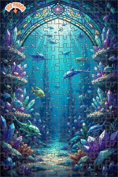 Teona Ahşap Undersea Crystal Palace Double Layer Framed Wooden Puzzle 150 Pie...