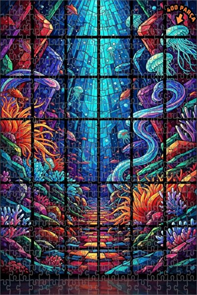 Teona Ahşap لغز خشبي ملون بإطار مزدوج الطبقات مطرز بالزجاج بتصميم عالم تحت ال...