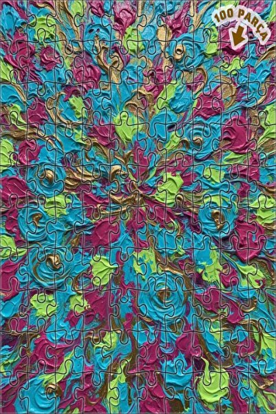 Teona Ahşap لغز خشبي مؤطر بطبقتين ذو مظهر زيتوني ملون ونقوش حية 100 قطعة 25x25