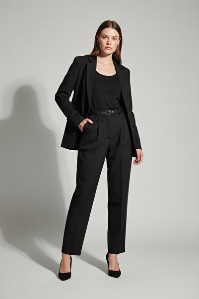 Madmext Siyah Pens Detaylı Kapaklı Düz Paça Kumaş Pantolon MG2642