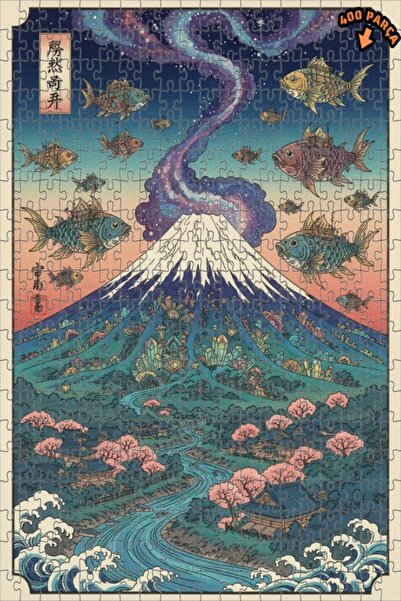 Teona Ahşap لغز يوكيو-إي فيش سكاي ماونت، لغز خشبي ذو طبقتين، 400 قطعة، 35x35 سم