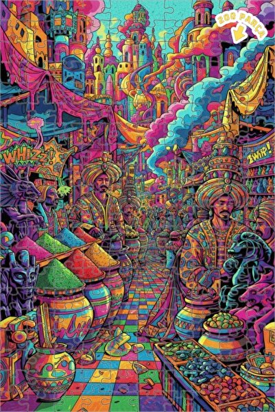 Teona Ahşap لغز خشبي بمظهر لوحة زيتية لسوق الشرق السحري 200 قطعة 25×35