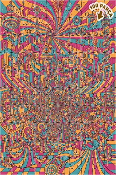 Teona Ahşap لغز خشبي فني تخطيطي من سايكديليك ماركتيف 100 قطعة 25x25