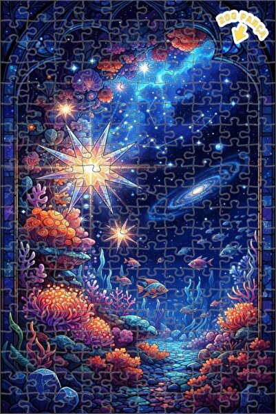 Teona Ahşap لغز خشبي بإطار مزدوج الطبقات بمظهر لوحة زيتية لنجوم البحر الفلكية...