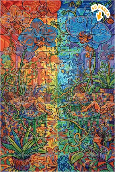 Teona Ahşap لوحة زيتية لحديقة الأوركيد السحرية ذات مظهر عصري، لغز خشبي مؤطر ذ...