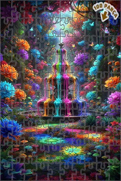 Teona Ahşap لغز خشبي ملون ذو طبقتين من سحر الحديقة السحرية 100 قطعة 25x25