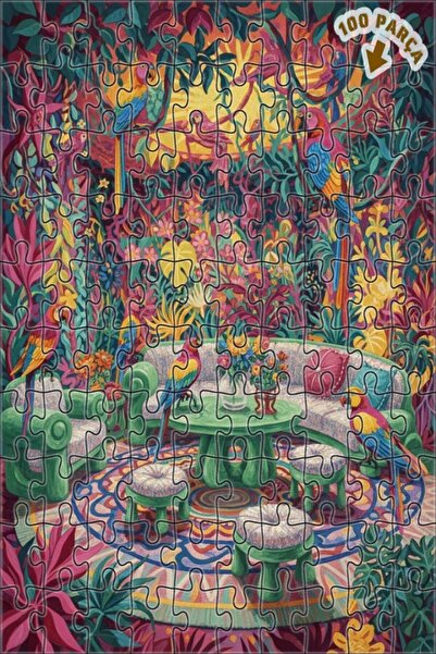 Teona Ahşap لوحة ألغاز خشبية ذات طبقتين بإطار ملون على شكل ببغاوات استوائية م...