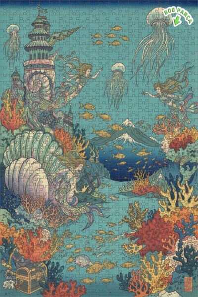 Teona Ahşap لغز خشبي مؤطر بطبقتين من حكاية حورية البحر 800 قطعة 70x50