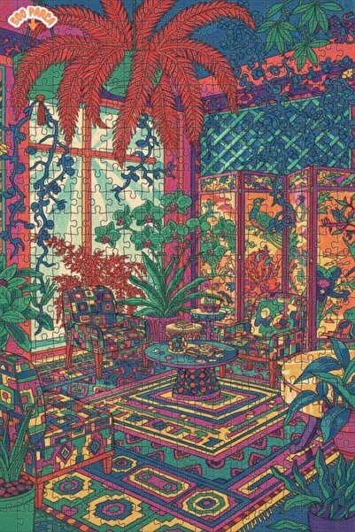 Teona Ahşap Colorful Tropical Oasis Double Layer Framed Wooden Puzzle 500 Pie...