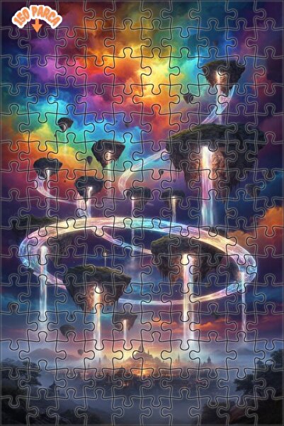 Teona Ahşap لغز خشبي ذو إطار مزدوج الطبقات على شكل جزر طائرة ملونة بألوان قوس...