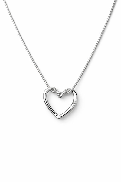 Tasarım Zarif Minimal Kalp Tasarımlı Gümüş Renk Kadın Kolye