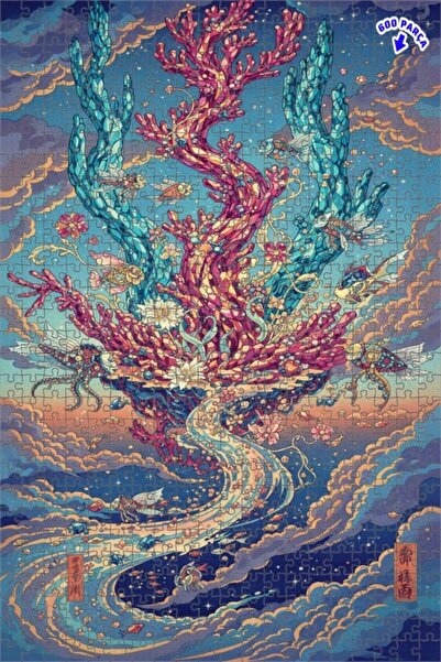 Teona Ahşap لغز خشبي مؤطر ذو طبقتين بتصميم لوحة زيتية لمنظر البحر، 600 قطعة، ...