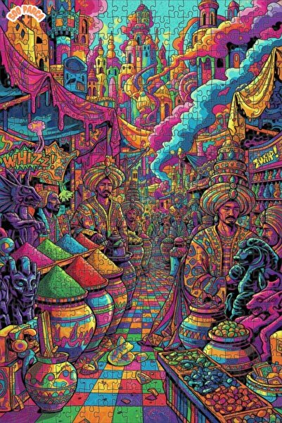 Teona Ahşap Magical East Market Oil Painting Look Wooden Puzzle 500 Pieces 50X30