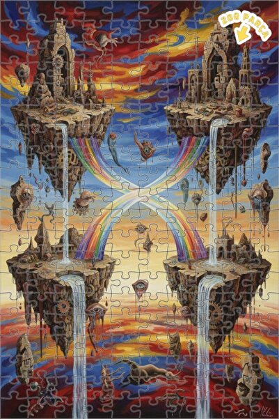 Teona Ahşap لغز خشبي بتصميم شلالات السماء الخيالية بتأثيرات الألوان الزيتية 2...