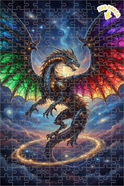 Teona Ahşap لغز خشبي مؤطر ذو طبقتين بتصميم رسم زيتي لتنين السماء، 200 قطعة، م...