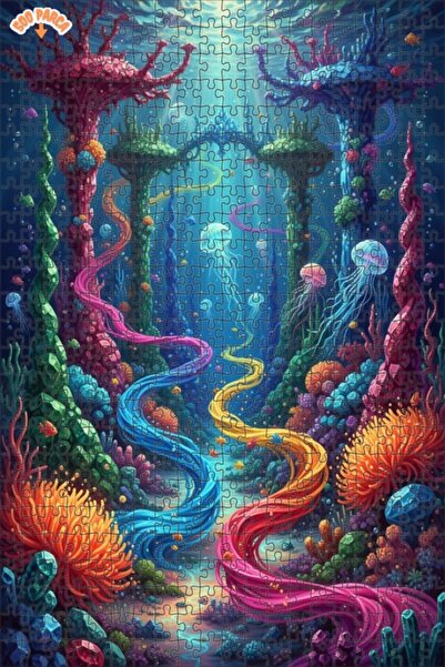 Teona Ahşap Fantastic Undersea Colorful Symphony Oil Painting Look Art Puzzle...