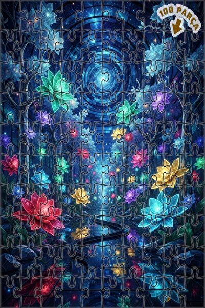 Teona Ahşap لغز خشبي مؤطر بطبقتين بمظهر لوحة زيتية لزهور الغابة السحرية 100 ق...