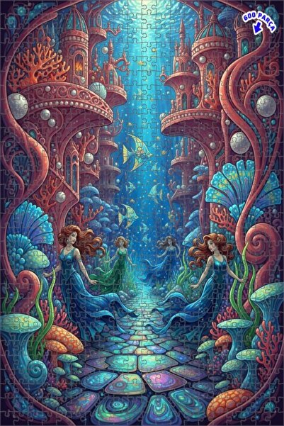 Teona Ahşap Mermaid Palace Fairytale Look Oil Painting Art Wooden Puzzle 600 ...