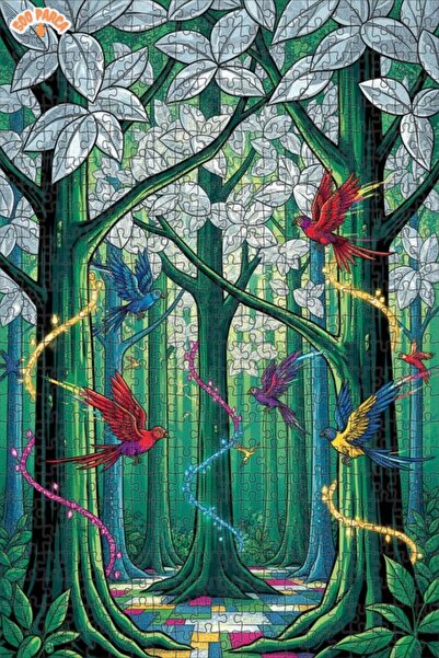 Teona Ahşap Enchanted Forest Birds Double Layer Framed Wooden Puzzle 500 Piec...