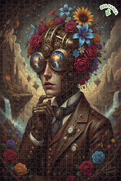 Teona Ahşap لغز خشبي مؤطر ذو طبقتين على شكل صورة بشرية مزهرة على طراز الفيكتو...