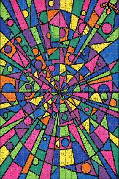 Teona Ahşap لغز خشبي بنمط هندسي نابض بالحياة بمظهر الألوان المائية 400 قطعة 3...