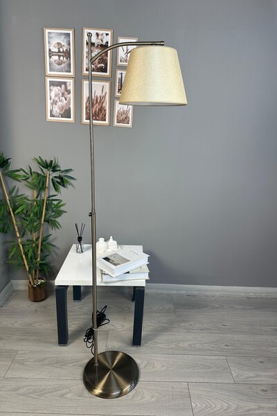 Bamyum Cotella Bej Kumaş Dokulu Eskitme Askı Gövde Lambader Modern Dekoratif ...