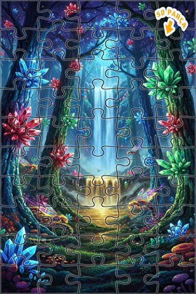 Teona Ahşap لغز فني على شكل تنين الغابة الكريستالية السحرية، 50 قطعة، مقاس 15x25