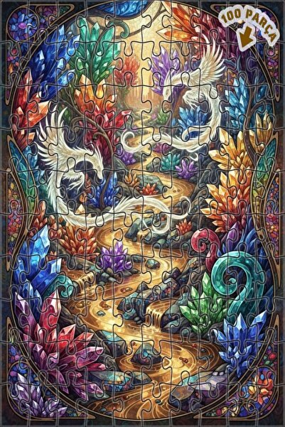 Teona Ahşap لغز خشبي مؤطر بطبقتين من سلسلة كريستال دراجون ريفر السحرية، 100 ق...