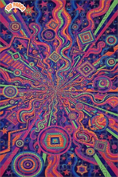 Teona Ahşap Psychedelic Patterned Double Layer Framed Wooden Puzzle 150 Piece...