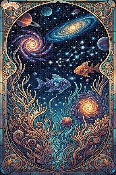 Teona Ahşap لغز خشبي على شكل سمكة جالاكسي ذات طبقتين 500 قطعة 50x30