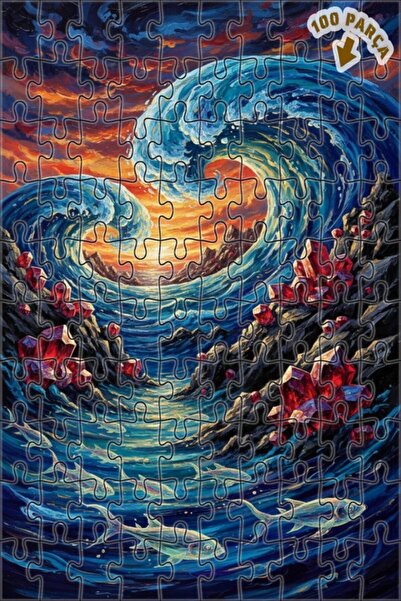 Teona Ahşap لغز خشبي مؤطر ذو طابقين بتصميم شلالات كريستالية وتماثيل ملونة بال...