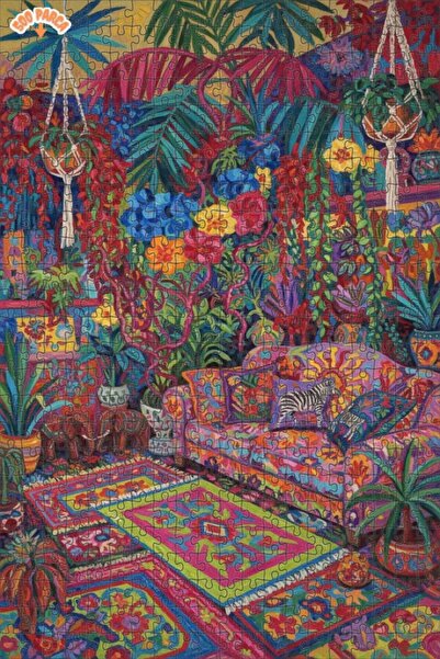 Teona Ahşap لغز خشبي مؤطر بطبقتين بتصميم بوهو تروبيكال جاردن بألوان زاهية 500...