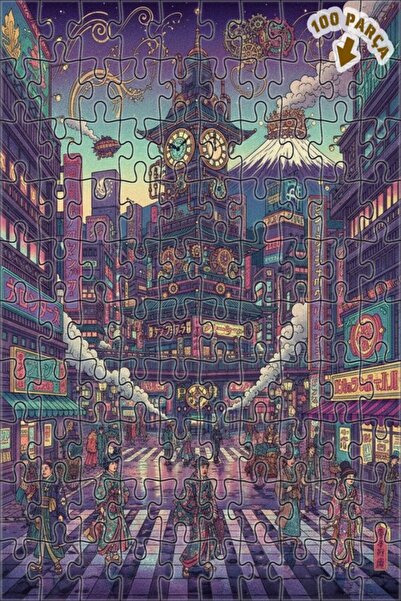 Teona Ahşap لغز خشبي مؤطر ذو طابقين بتصميم برج طوكيو على طراز ستيمبانك، مظهر ...