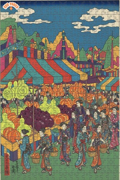 Teona Ahşap لغز خشبي مؤطر ذو طابقين بمظهر لوحة زيتية ملونة على الطراز اليابان...