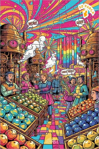 Teona Ahşap لغز خشبي ذو طبقتين على شكل رسوم متحركة من سوق الفواكه السحري، 50 ...