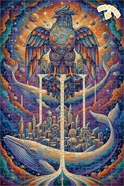 Teona Ahşap ألغاز خشبية مؤطرة ذات طابقين من فانتاستيك كرياتشرز سيتيز، لوحة زي...