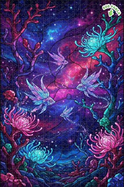 Teona Ahşap لغز خشبي رائع على شكل سمكة حورية البحر المتألقة من جالاكسي دبل فل...