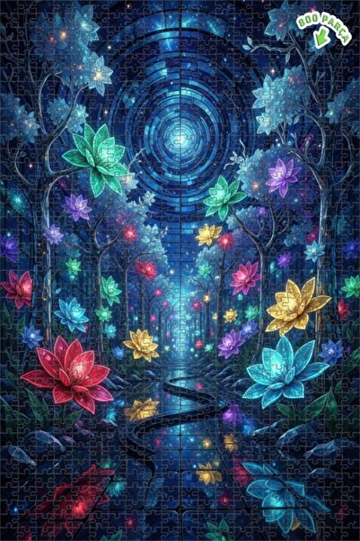 Teona Ahşap لغز خشبي مؤطر بطبقتين بمظهر لوحة زيتية لزهور الغابة السحرية 800 ق...