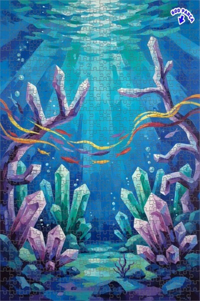 Teona Ahşap لغز خشبي بتصميم كريستالي غامض يشبه الرسم الزيتي تحت الماء 600 قطع...