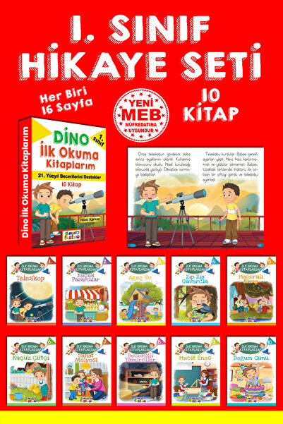 Mucit Dino Yayınları 1. Sınıf Hikaye Kitabı Seti - İlk Okuma Kitapları - Eğit...