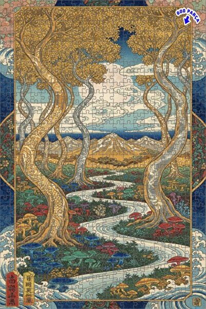 Teona Ahşap لغز خشبي مؤطر بطبقتين من ماركة ماجيكال فورست ريفر 600 قطعة 50x35