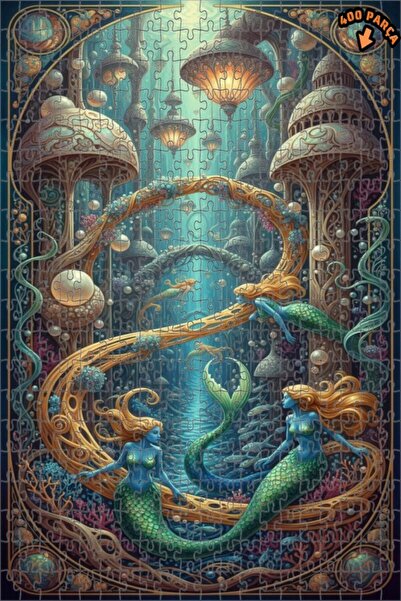 Teona Ahşap لغز خشبي مؤطر ذو طبقتين بتصميم حورية البحر السحرية، مظهر لوحة زيت...