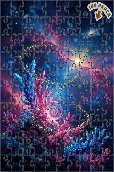 Teona Ahşap لغز خشبي مؤطر ذو طبقتين بمظهر لوحة زيتية لغابة الكريستال الكونية ...