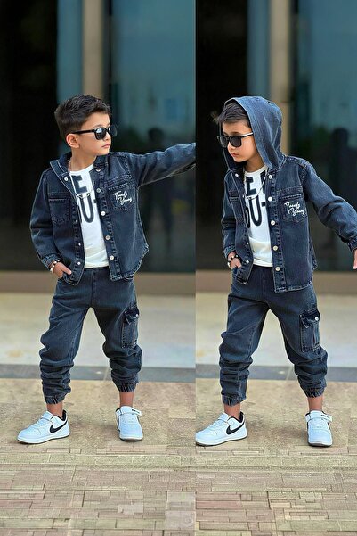 Minigimin Cicileri Miniğimin Cicileri Trendy Jeans cu glugă Set 3 piese pentr...