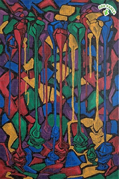 Teona Ahşap لغز خشبي مؤطر ذو طبقتين من Soyut Damla Art، 800 قطعة، مقاس 70x50