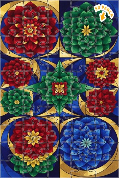 Teona Ahşap لغز خشبي مؤطر ذو طبقتين بنمط زهور 50 قطعة 15x25